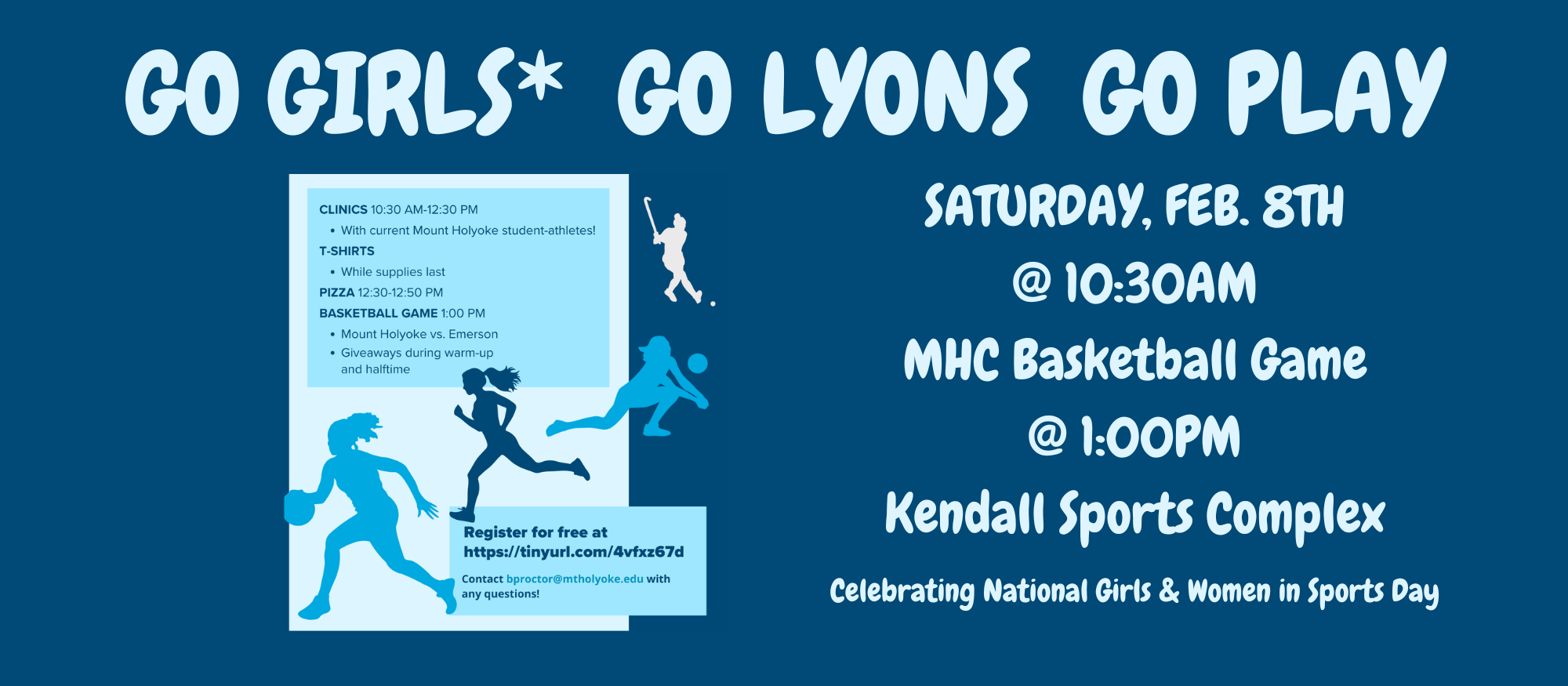 MHC Athletics to host Go Girls*, Go Lyons, Go Play for ages 5-13 on February 8th