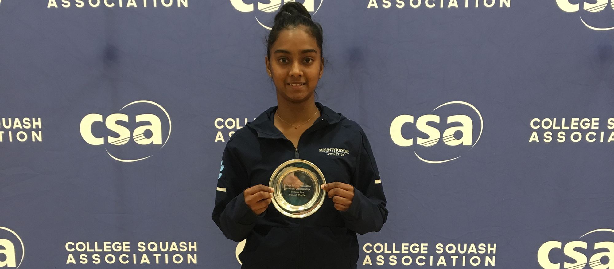 Photo of Lyons squash player, Mihiliya Kalahe Arachchige at the 2019 CSA Individual Nationals. Photo by Nadindhi Udangawa '19.