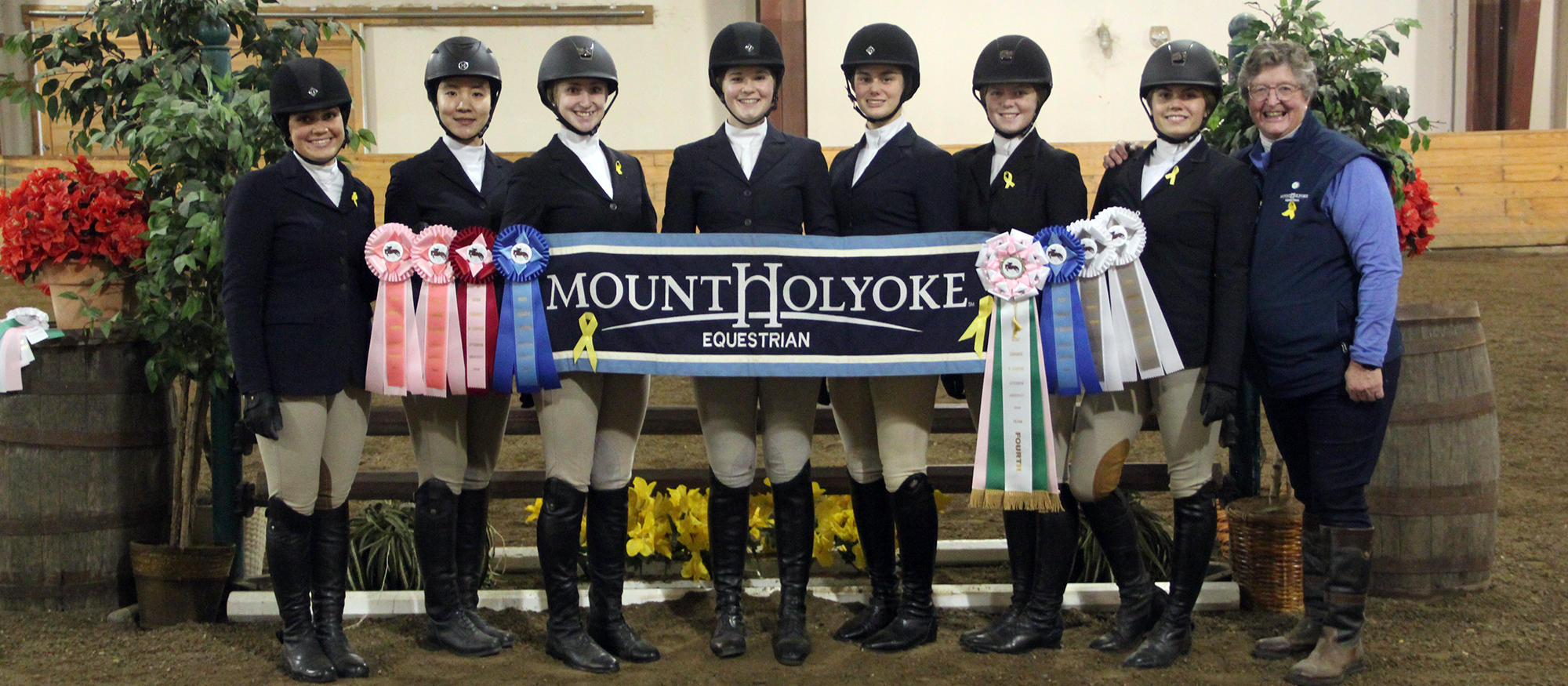 Photo of the seven riding student-athletes that competed at the 2018 Holiday Tournament of Champions on December 1, 2018.