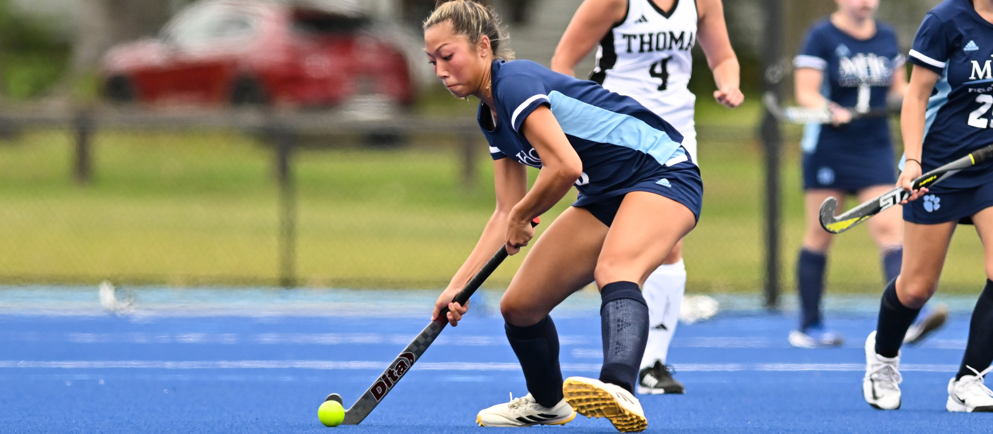 Diane Lee figured in both of Mount Holyoke's goals and scored the game-winner in second overtime as the Lyons won 2-1 at Westfield State on Sept. 12, 2024. (RJB Sports file photo)