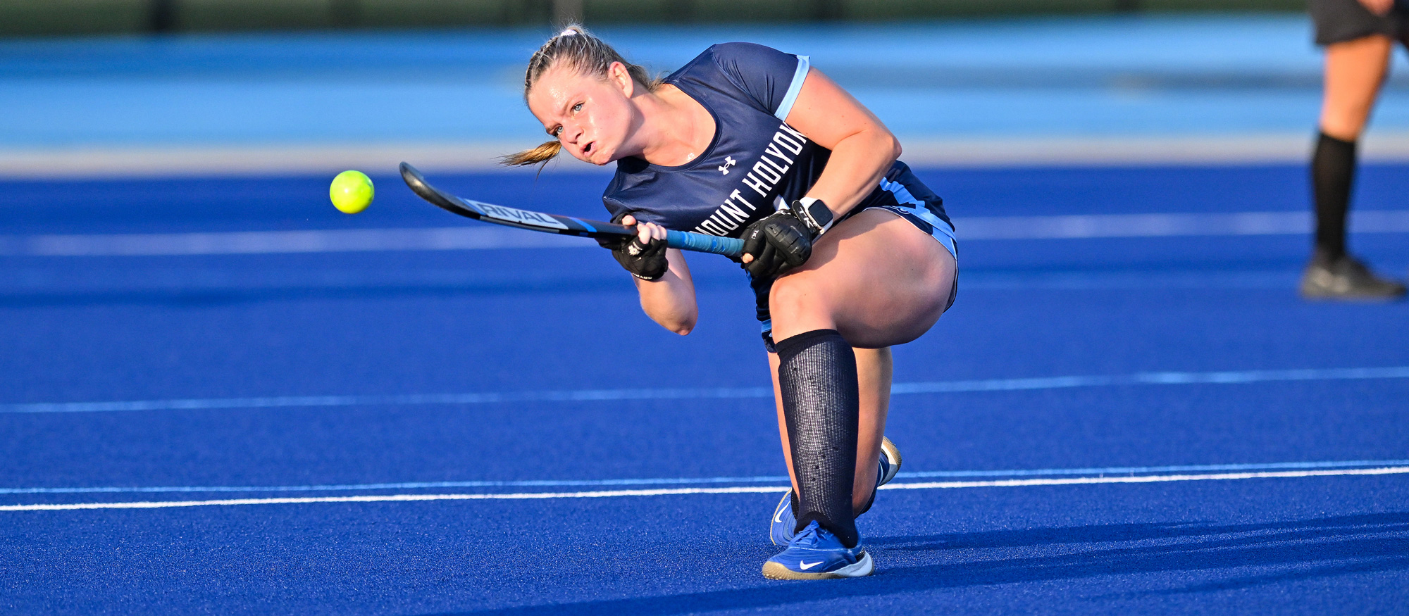 Linnea Alsted led Mount Holyoke to a 6-0 victory at Albertus Magnus College with two goals and an assist. (RJB Sports file photo)