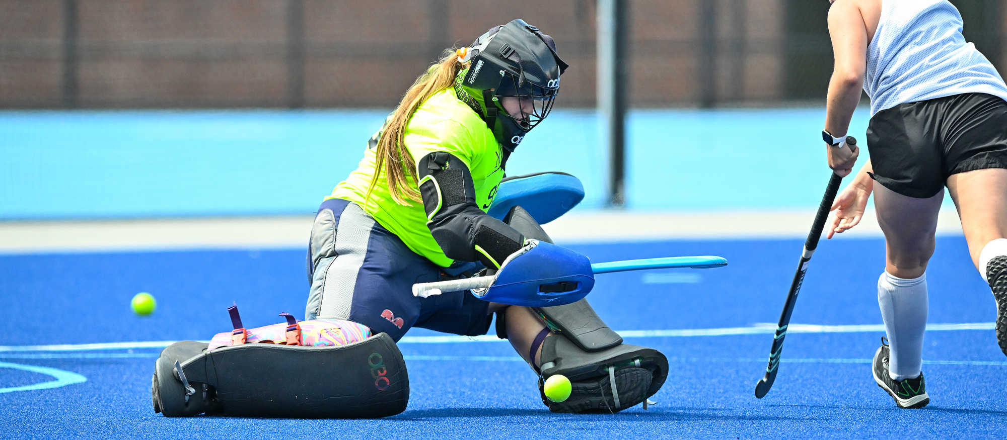 Ainsley Gruener made seven saves to keep Mount Holyoke close in a 2-0 loss at Thomas College on Aug. 31, 2025. (RJB Sports file photo)