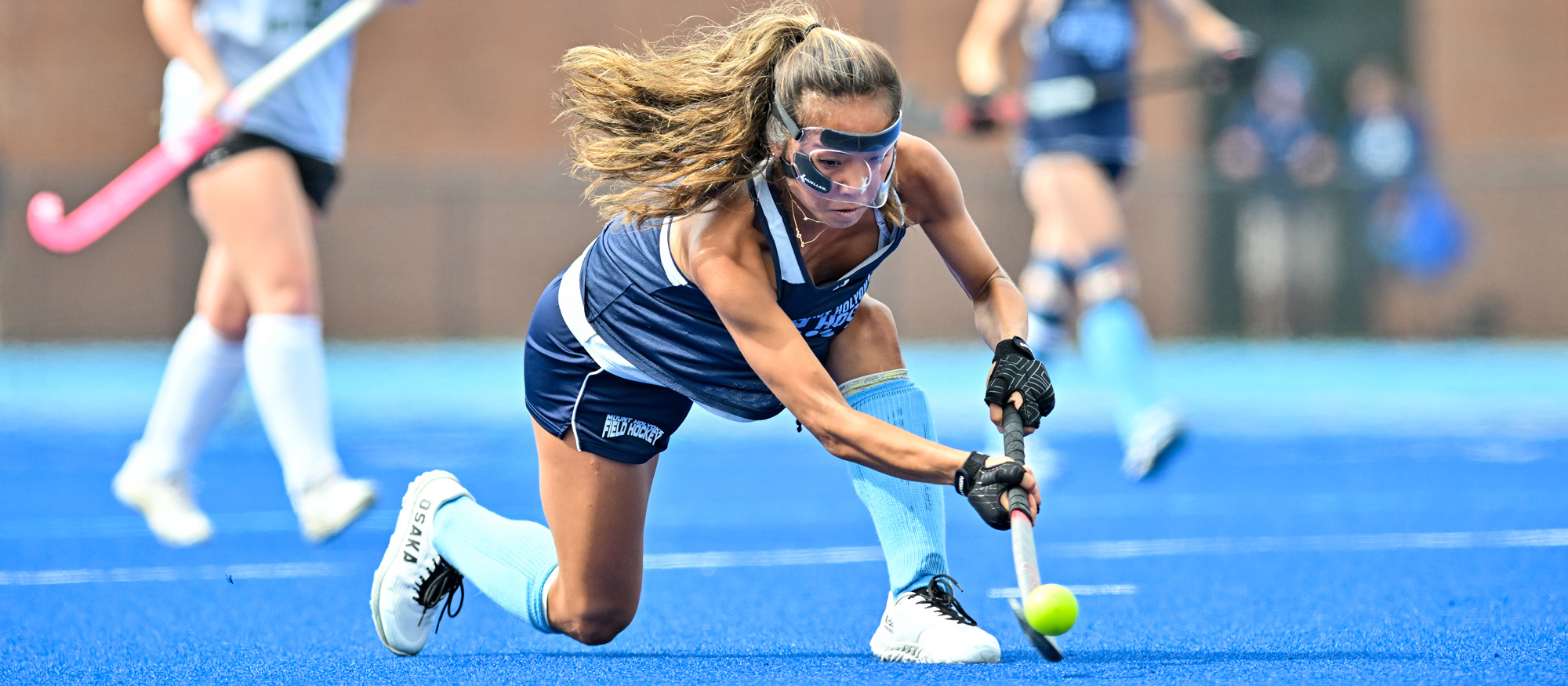 Diane Lee pressured the University of Southern Maine with five shots on goal in Mount Holyoke's season opener on Aug. 30, 2025. (RJB Sports file photo)