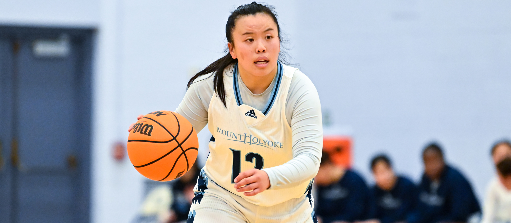 Libby Harris hit the game-winning 3-pointer with 30 seconds remaining as Mount Holyoke defeated MCLA 54-53 on Dec. 2, 2023. (RJB Sports file photo)