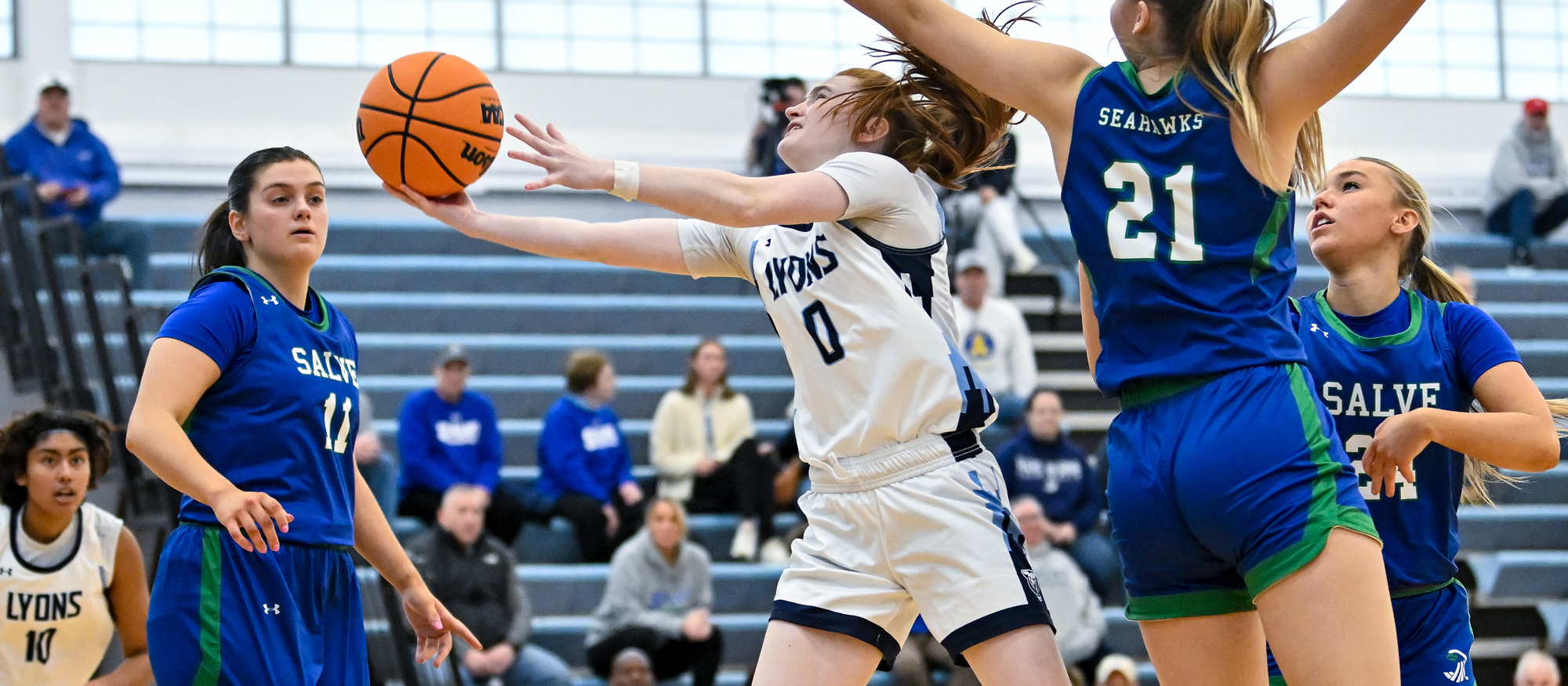 Ania McMichael had game highs of 16 points and three steals in Mount Holyoke's loss at No. 3 Smith on Jan. 21, 2026. (RJB Sports file photo)