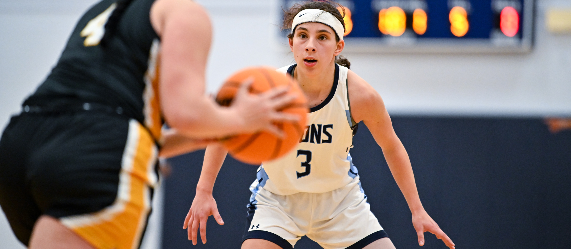 Alex Twomey had a team-high 15 points along with five rebounds, three assists and three steals in Mount Holyoke's 66-59 win over Colby-Sawyer on Jan .9, 2025. (RJB Sports file photo)
