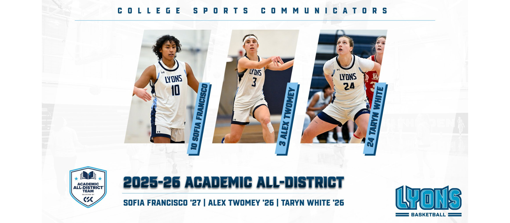 Francisco, Twomey, White receive CSC Academic All-District honors