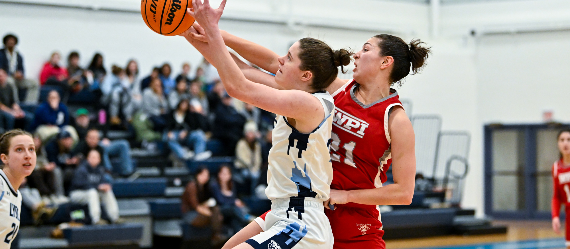 Helena Robinson had team highs of 15 points, eight rebounds and four blocked shots in Mount Holyoke's 64-47 loss at Salve Regina University on Feb. 18, 2026. (RJB Sports file photo)
