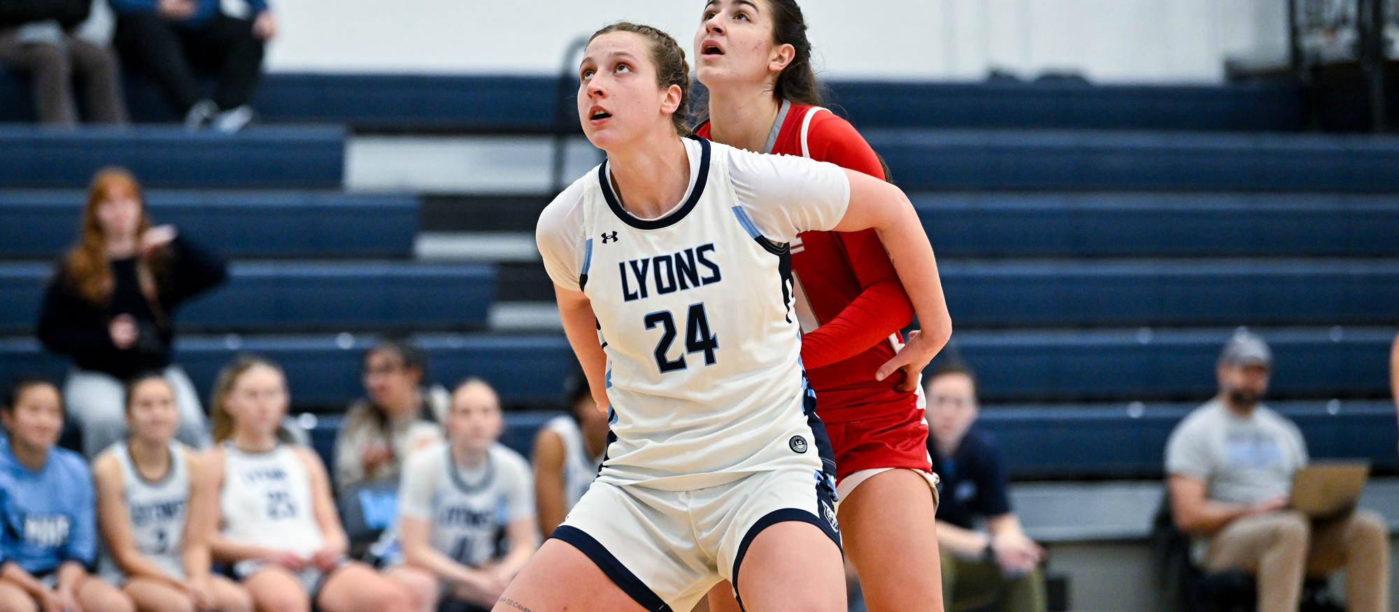 Taryn White led Mount Holyoke with 17 points and seven rebounds in a loss at Emerson on Feb. 14, 2026. (RJB Sports file photo)
