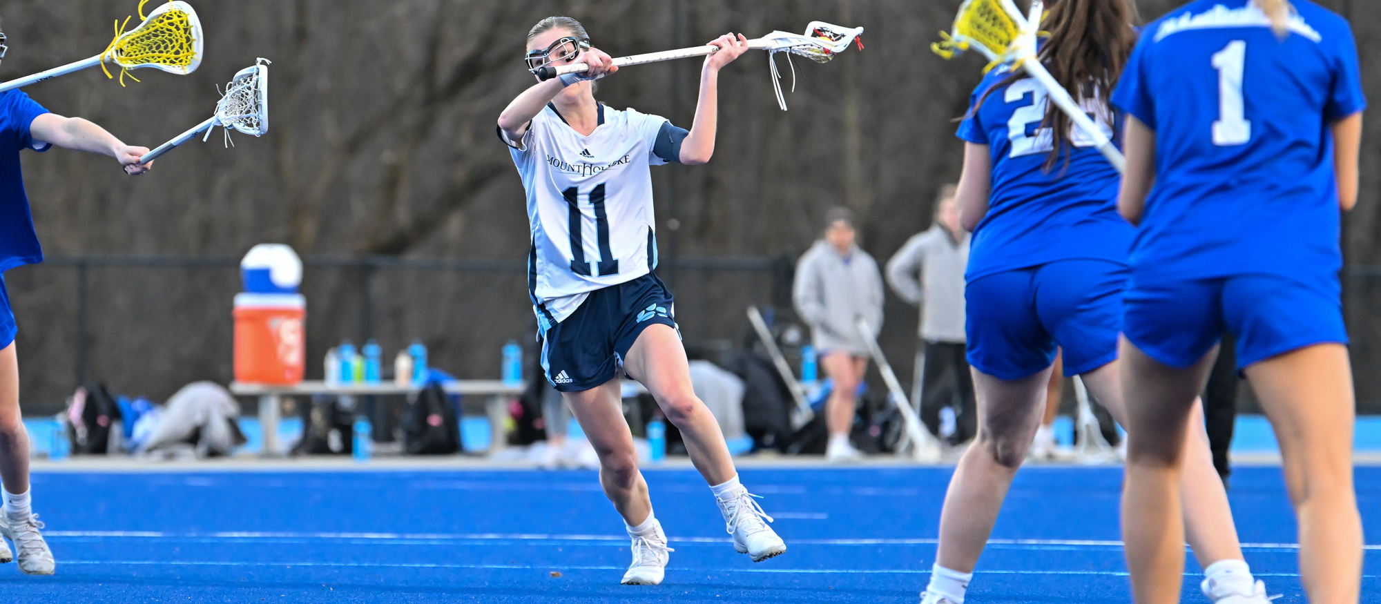 Mount Holyoke senior Hannah Bisson scored a career-high seven goals against Wellesley on April 20, 2024. (RJB Sports file photo)