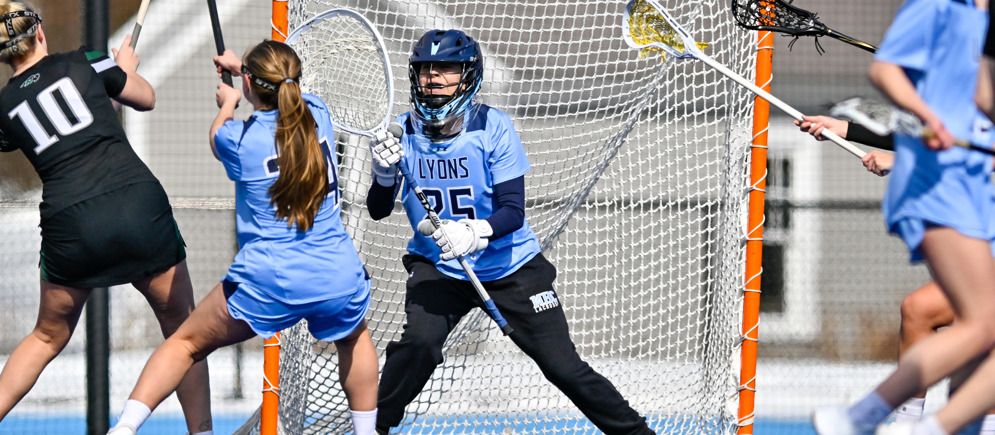Valeria Bolanos had 11 saves in Mount Holyoke's loss at Coast Guard on April 9, 2025. (RJB Sports file photo)
