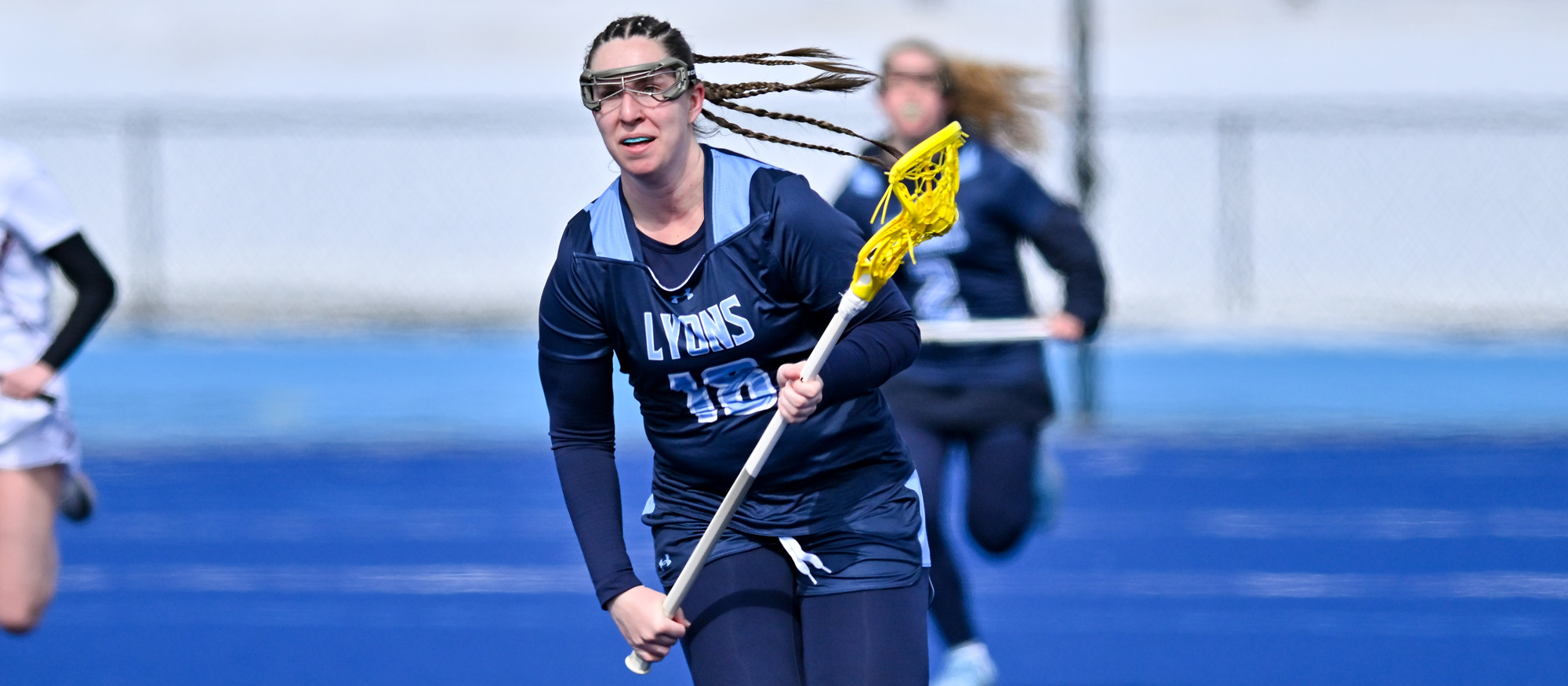 Mackenzie Hillman had two goals and three caused turnovers in Mount Holyoke's 9-6 win over Clark on March 25, 2026. (RJB Sports file photo)