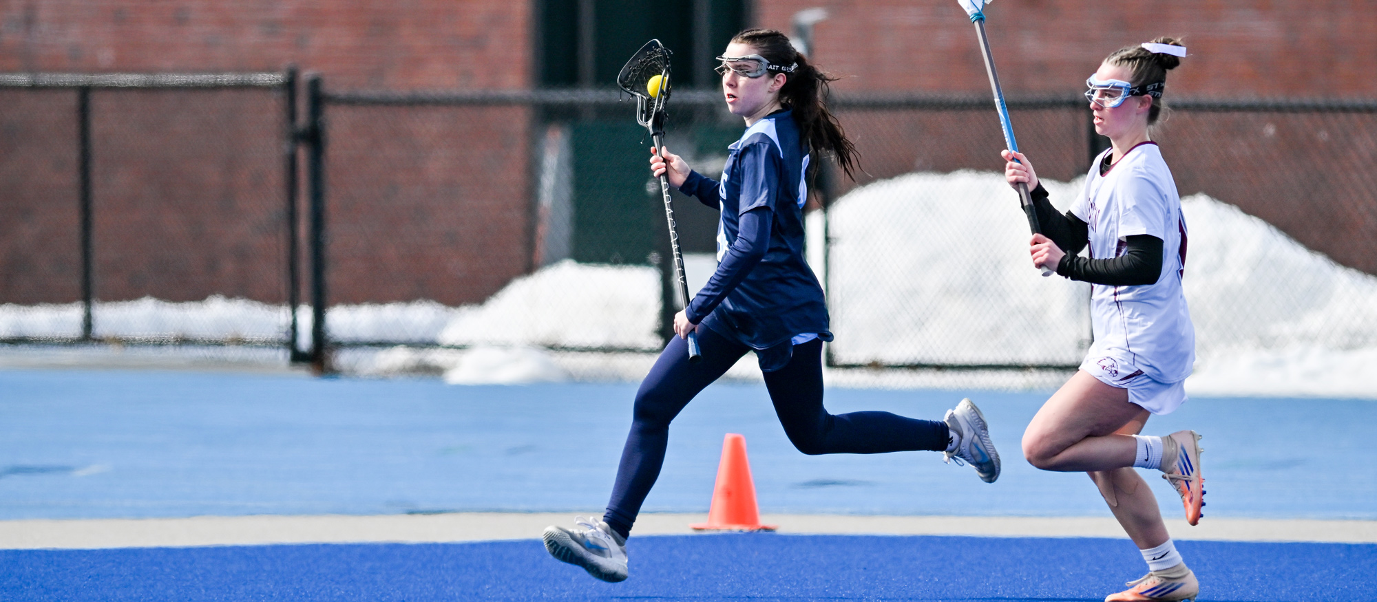 First-year Molly McSharry's season-high seven points helped Mount Holyoke win 17-5 at SUNY Old Westbury on April 12, 2026. (RJB Sports file photo)