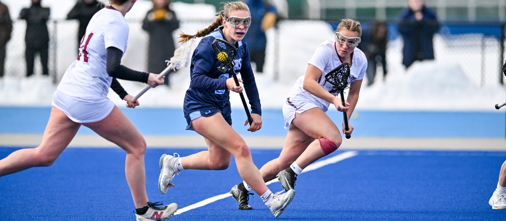 Juliana Spaulding scored three of her four goals in the second half to spur Mount Holyoke's comeback win over Suffolk University on March 4, 2026. (RJB Sports file photo)