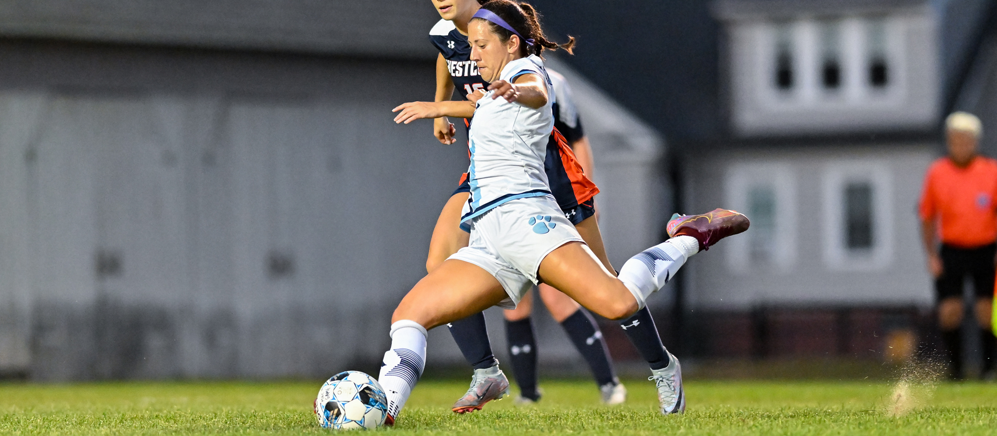 Anna Kennedy scored a goal and assisted on another in Mount Holyoke's season-opening 4-0 victory over Anna Maria College on Aug. 31, 2025. (RJB Sports file photo)