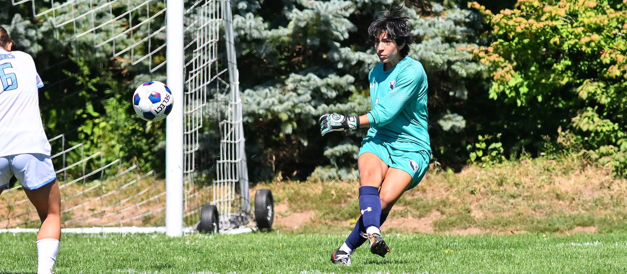 Clarissa Govea led a strong defensive effort by Mount Holyoke in a 1-0 loss at Albertus Magnus College on Sept. 3, 2025. (RJB Sports file photo)