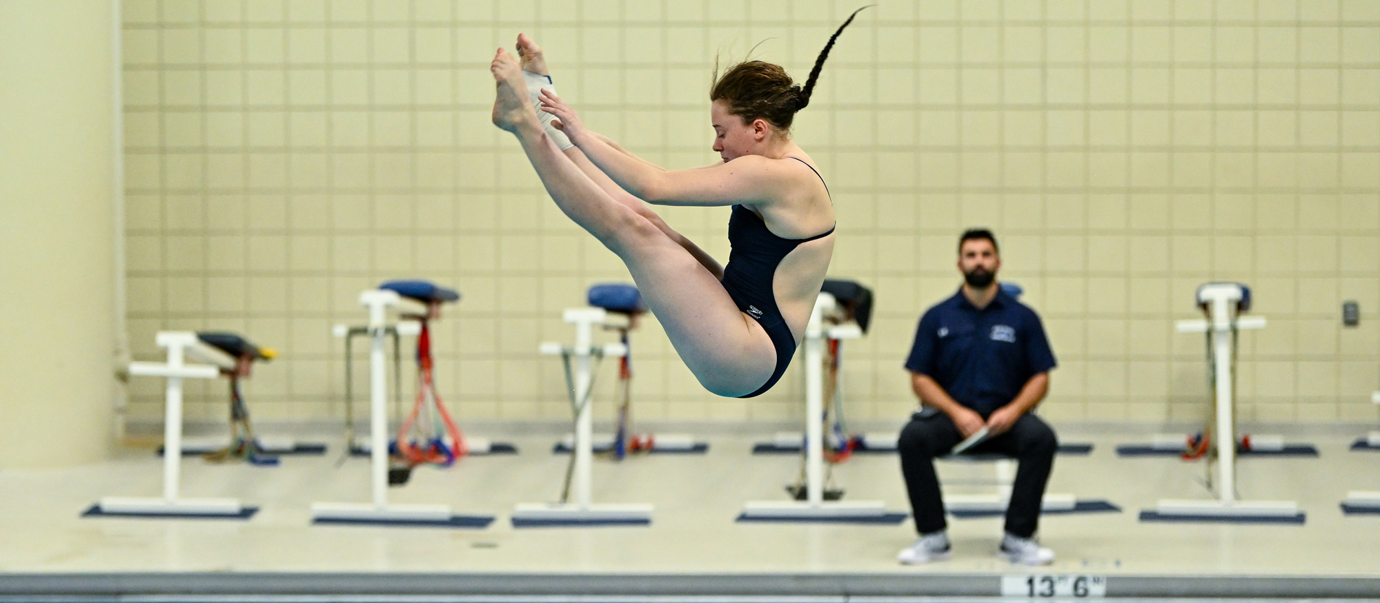 Katherine Upton had personal-best scores in 1-meter and 3-meter diving at the RIT Invitational Dec. 6-7, 2025. (RJB Sports file photo)
