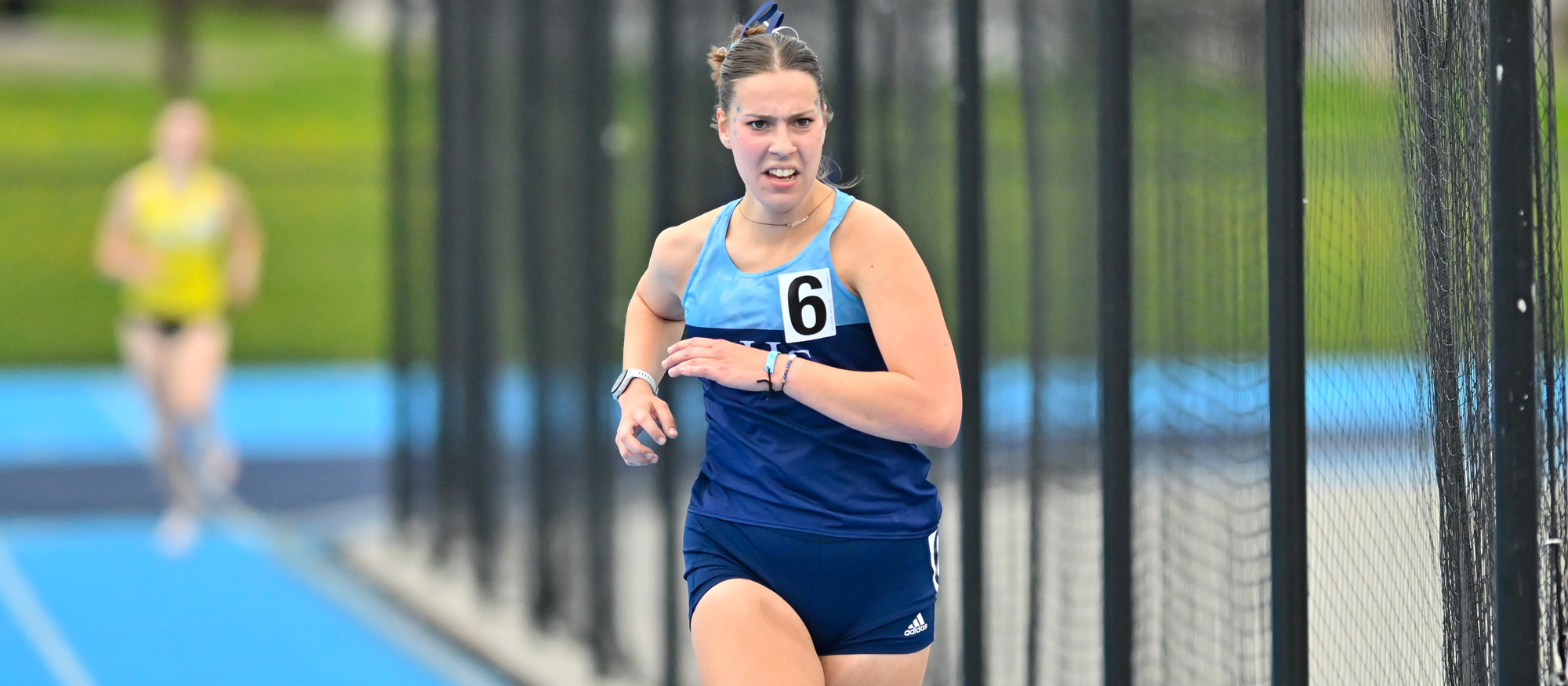 Katie Earle moved into 10th place on Mount Holyoke's all-time performance list in the 10,000 meters on March 28, 2025 at Bryant University. (RJB Sports file photo)