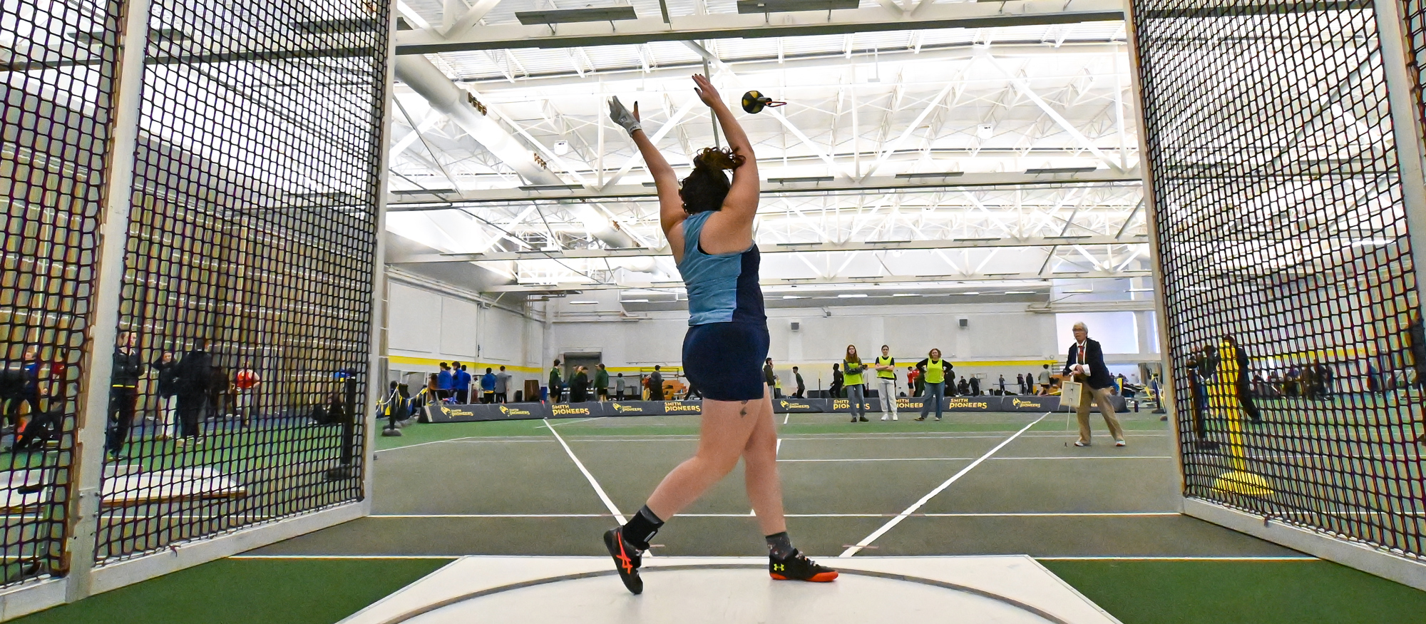 Em Tetzlaff entered Mount Holyoke's all-time top-10 list in the weight throw at No. 9 with her personal-best mark of 11.09 meters. (RJB Sports file photo)