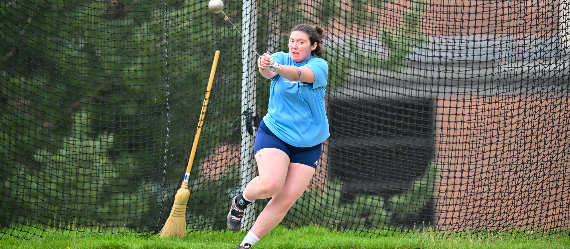 Em Tetzlaff moved from 10th place to eighth on Mount Holyoke's all-time performance list in the hammer throw at the Wesleyan Swanson Classic on March 22, 2025. (RJB Sports file photo)
