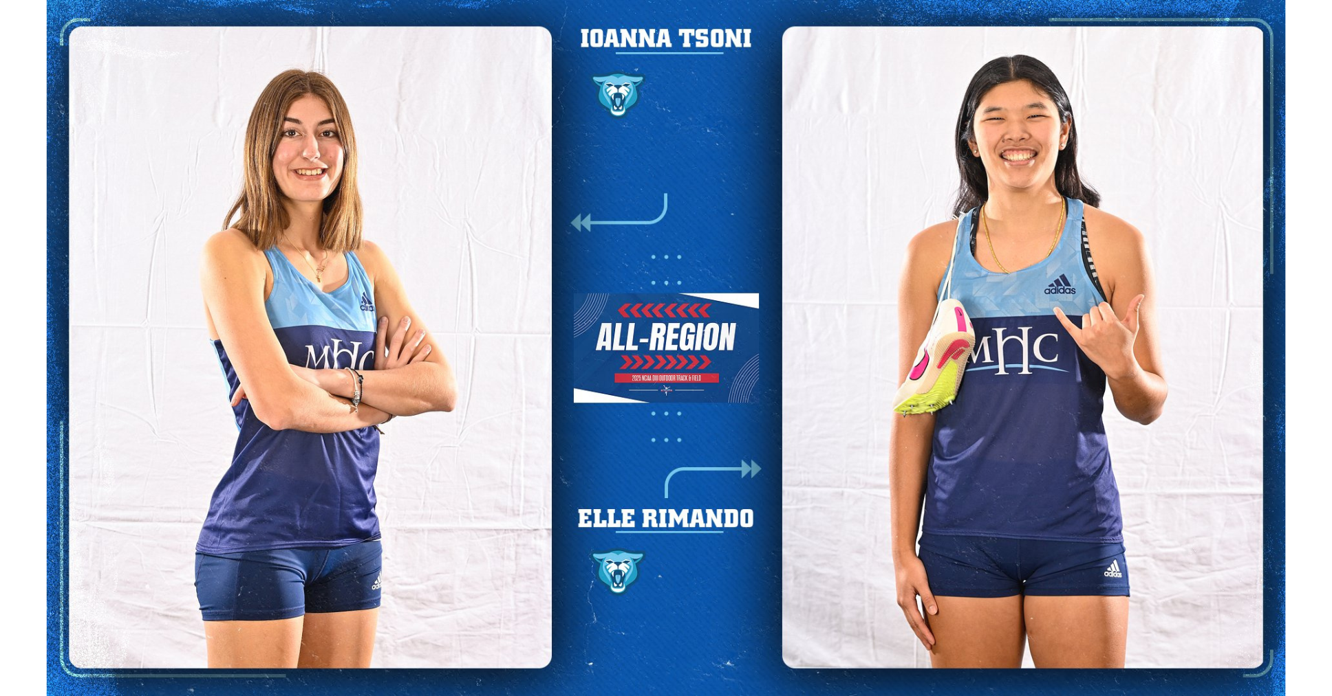 Ioanna Tsoni (long jump) and Elle Rimando (triple jump) received USTFCCCA All-Region honors on May 22, 2025. (RJB Sports photos)