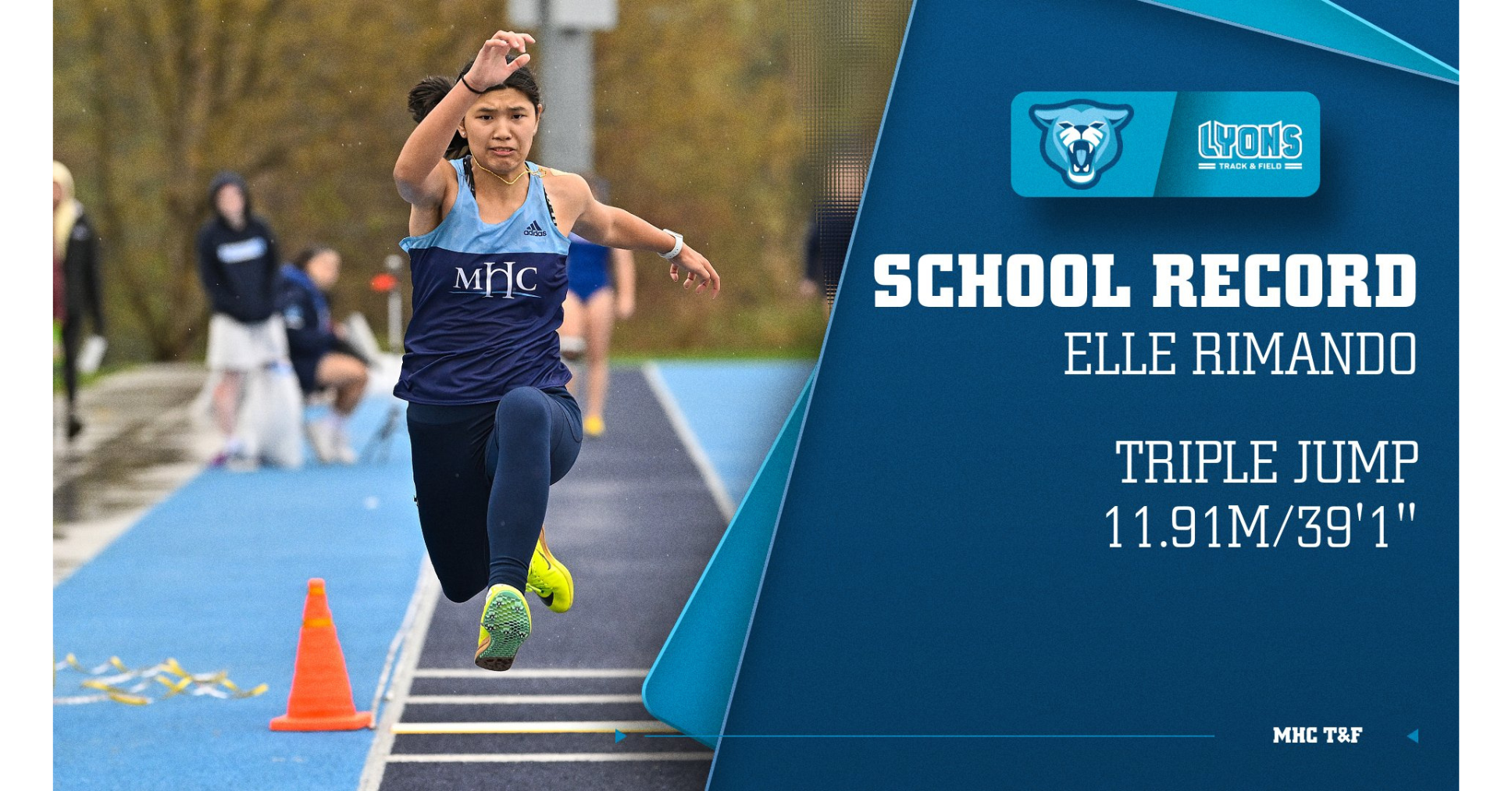 Elle Rimando reset Mount Holyoke's outdoor triple jump record on May 15, 2025 at UMass-Amherst. (RJB Sports file photo)
