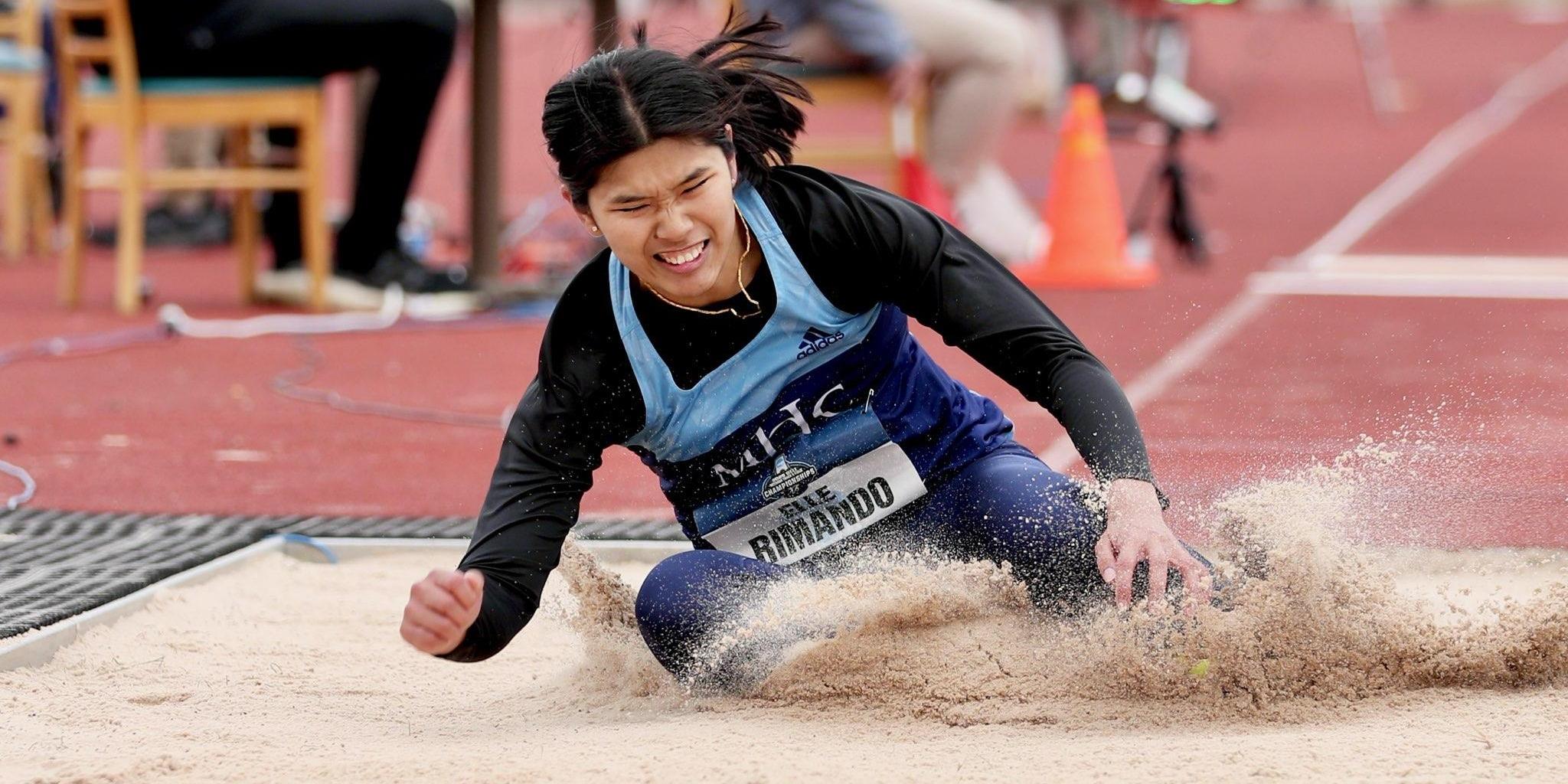 Elle Rimando triple jumped into the top 50 in Division III in her first outdoor meet of the season on April 4, 2026 at the Amherst Spring Fling. (File photo)