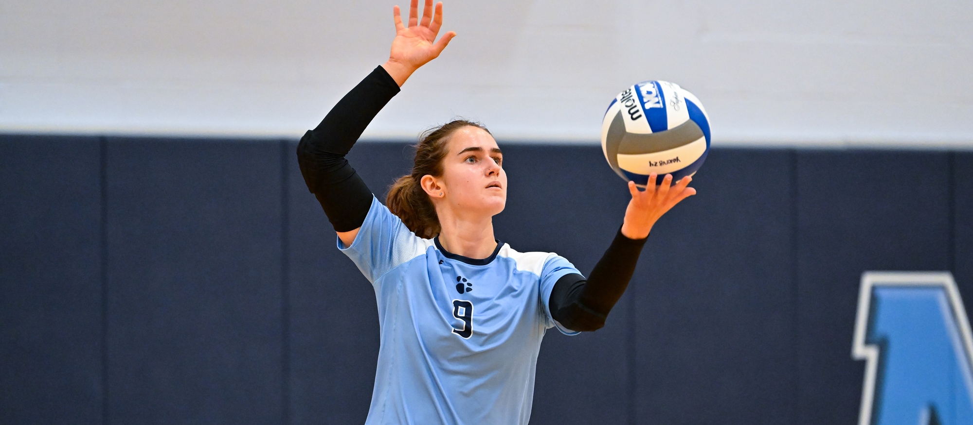 Lucie Berclaz had 12 kills and eight aces for 20 points in Mount Holyoke's 3-0 win over WPI on Oct. 22, 2024. (RJB Sports file photo)