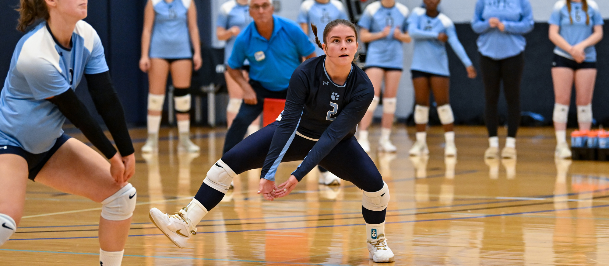 Kyra Staples had a match-high 13 digs and six aces to go with seven assists in Mount Holyoke's 3-0 win over SUNY Delhi on Sept. 13, 2025. (RJB Sports file photo)