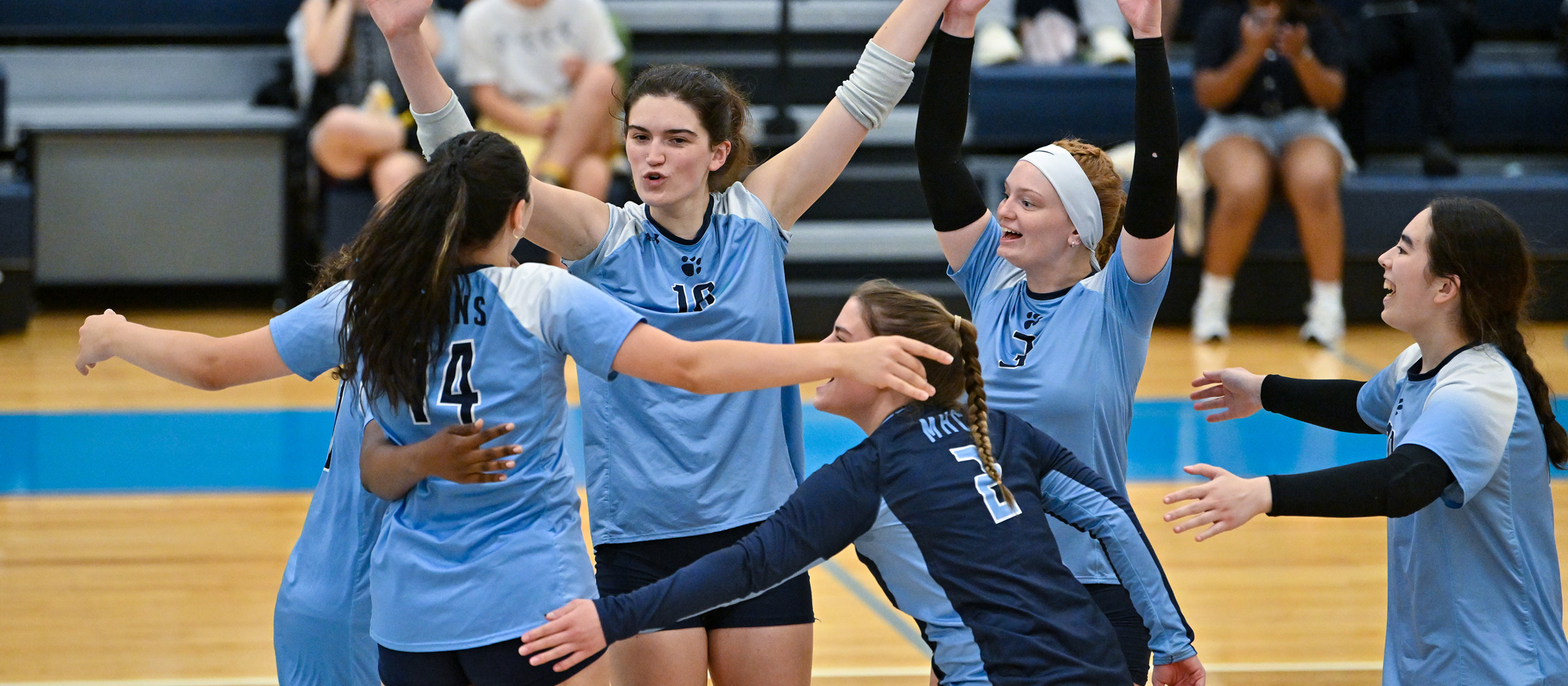 Madeline Barton became the second player in Mount Holyoke volleyball history to record 1,000 kills in the Lyons' match against Emerson on Sept. 23, 2025. (RJB Sports file photo)