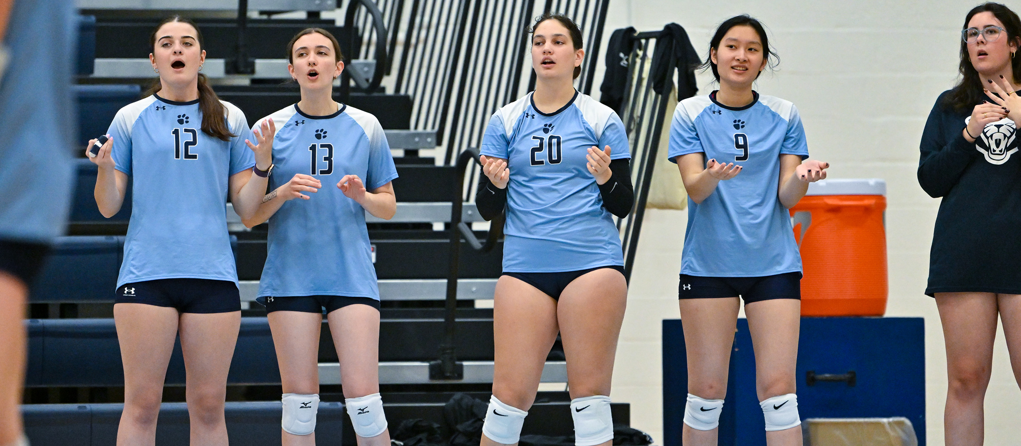 Mia Blattmachr (13) and Serena Li (9) both had career-best performances as Mount Holyoke defeated both Simmons and Fitchburg State on Senior Day for Blattmachr and four classmates on Sept. 20, 2025. (RJB Sports file photo)