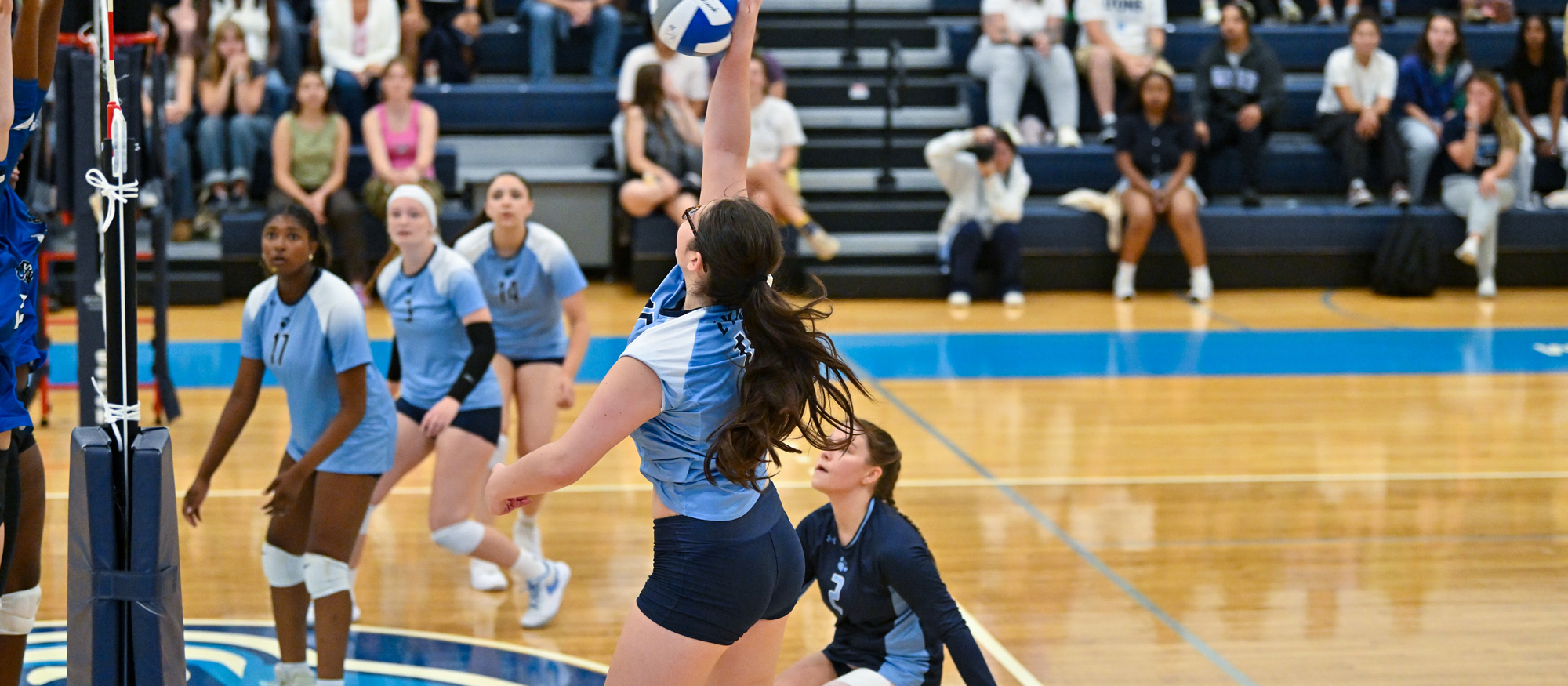 Olivia Murray had seven kills in Mount Holyoke's 3-0 win over Worcester State on Oct. 4, 2025. (RJB Sports file photo)